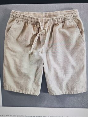 NWT HOOOYI Men's COTTON Blend Drawstring Shorts - Cream Large